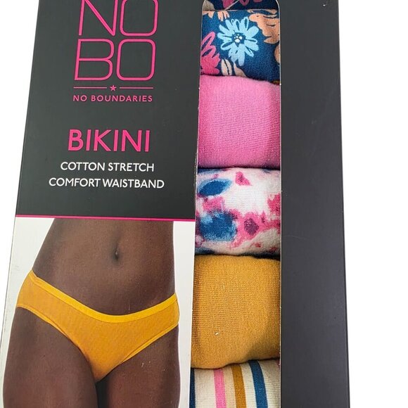 No Boundaries Panties 5-Pack Cotton Stretch Comfort Waistband Bikinis – Various - Picture 9 of 9